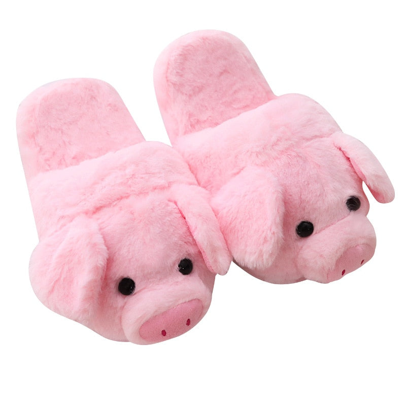 Winter Women Warm Indoor Slippers Ladies Fashion Cute Pink Pig Shoes Women's Soft Short Furry Plush Home Floor Slipper SH467