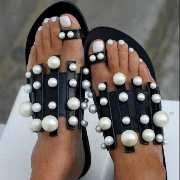 Majestic pearl flat sandals