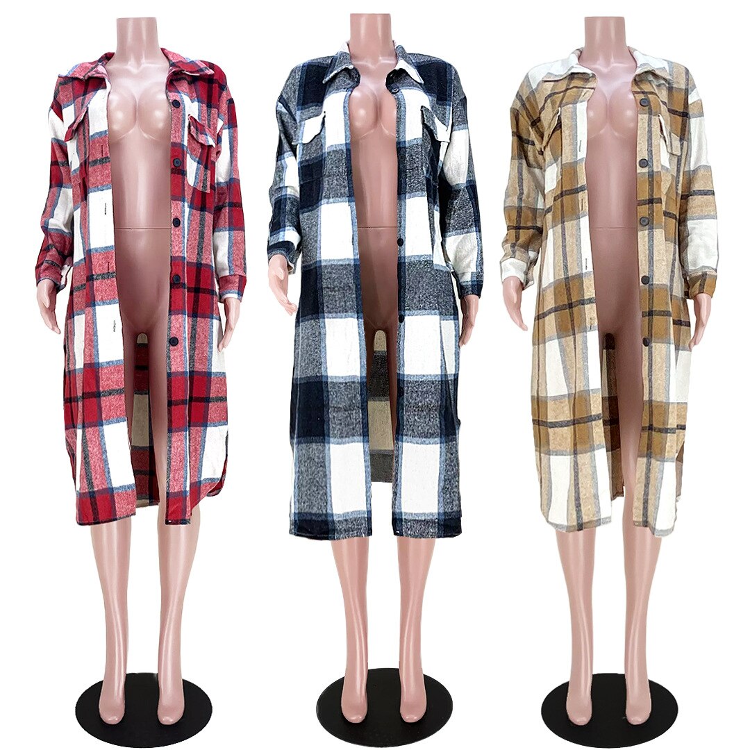 Elegant Fashion Checkered Coat