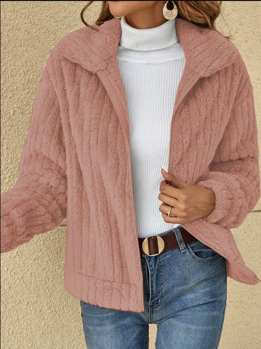 Women's Autumn And Winter New Style Pit Strip Wool Cardigan Lapel Short Coat