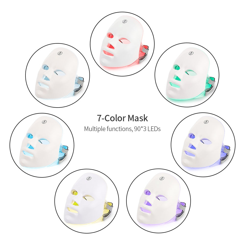 USB Rechargeable Manual Touch Test LED Mask Colorful Photon Skin Rejuvenation Beauty  Facial Mask