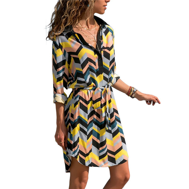 Striped Chiffon Boho Mini Dress