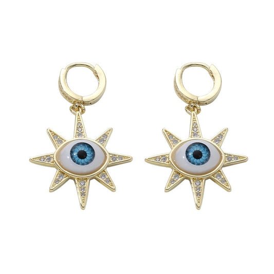 Six Star Protection Eye Earrings