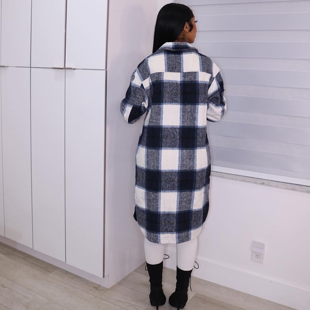 Elegant Fashion Checkered Coat