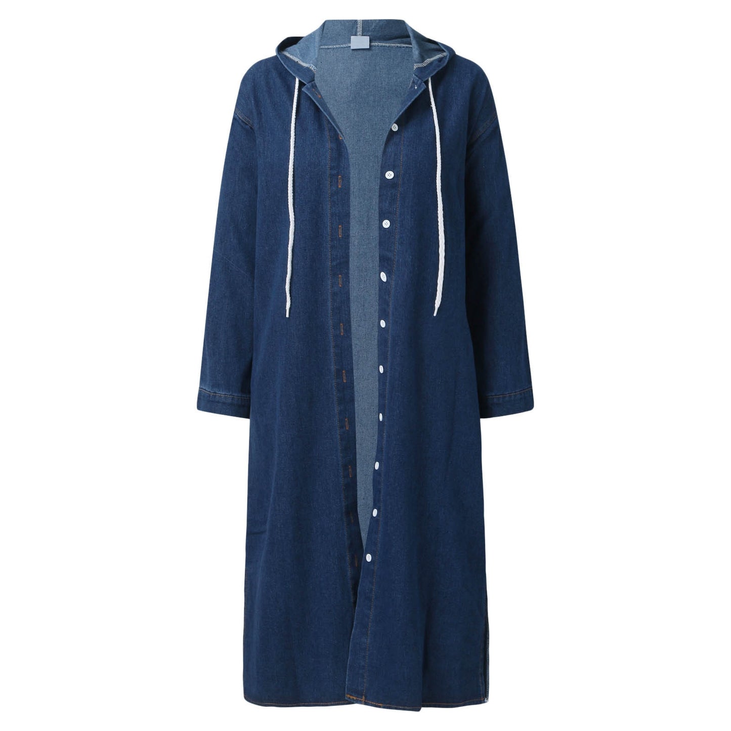 Winter Hooded Denim Coat: Women's Long Overcoat