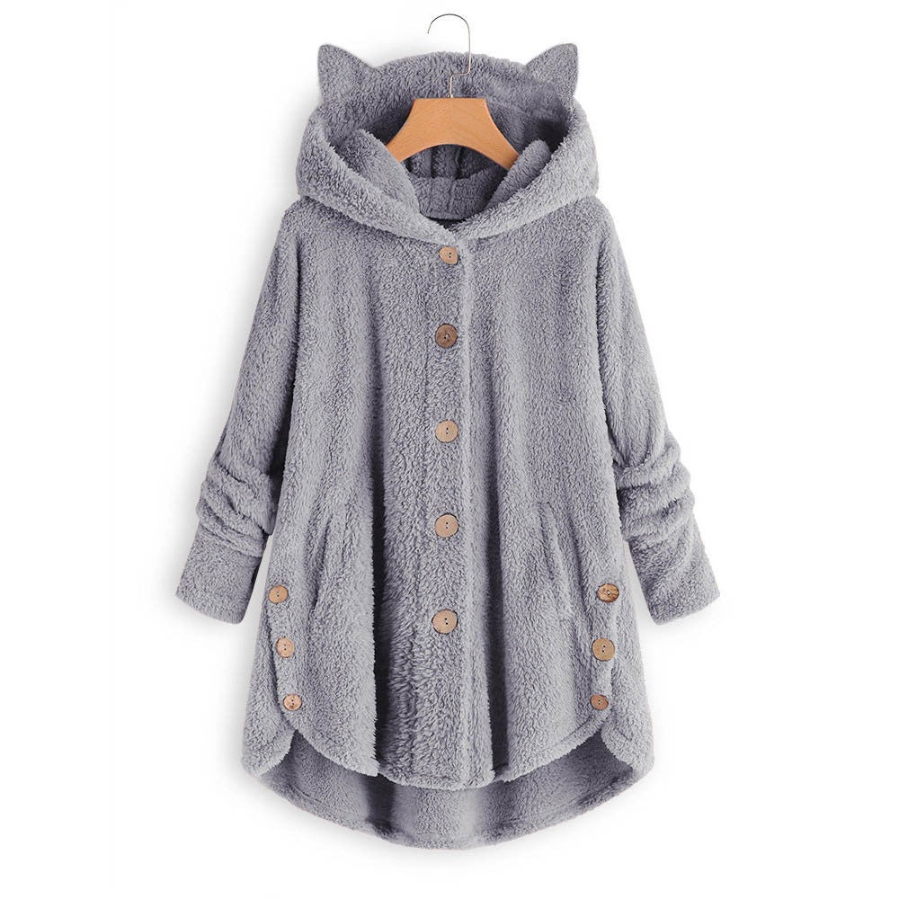 Cute Cat Ear Plush Coat