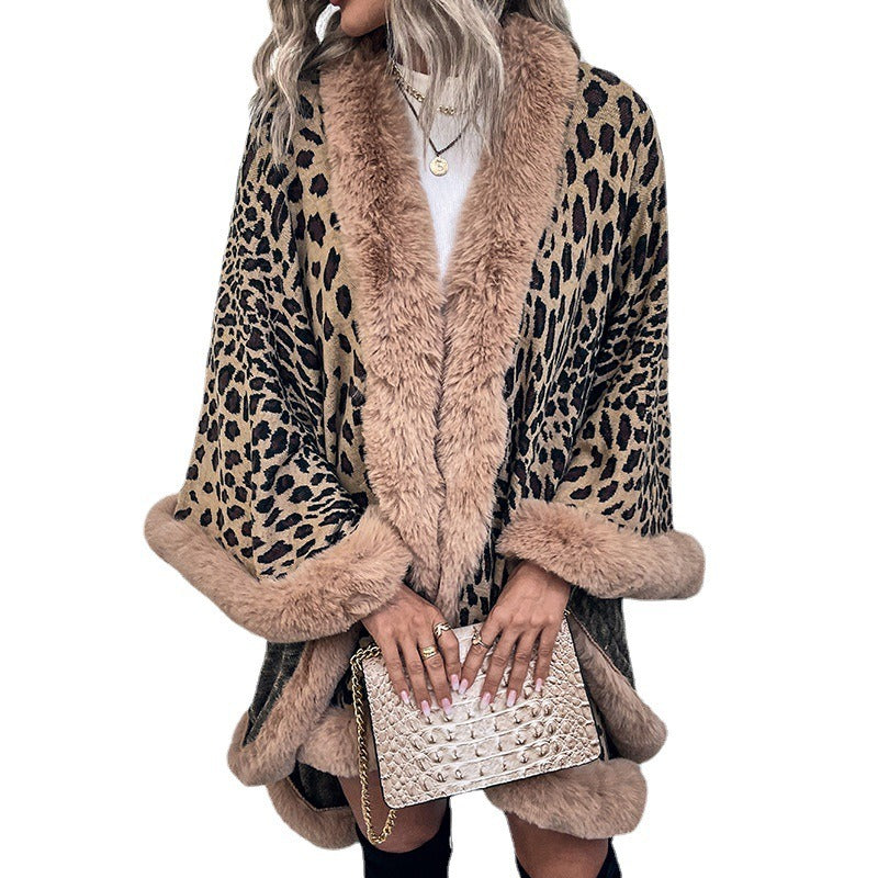 Fierce & Cozy: Leopard Print Wool Collar Cape – Your Must-Have Fall Statement!