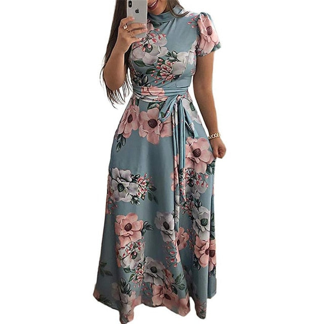 Summer Chic Boho Floral Print Maxi Dress