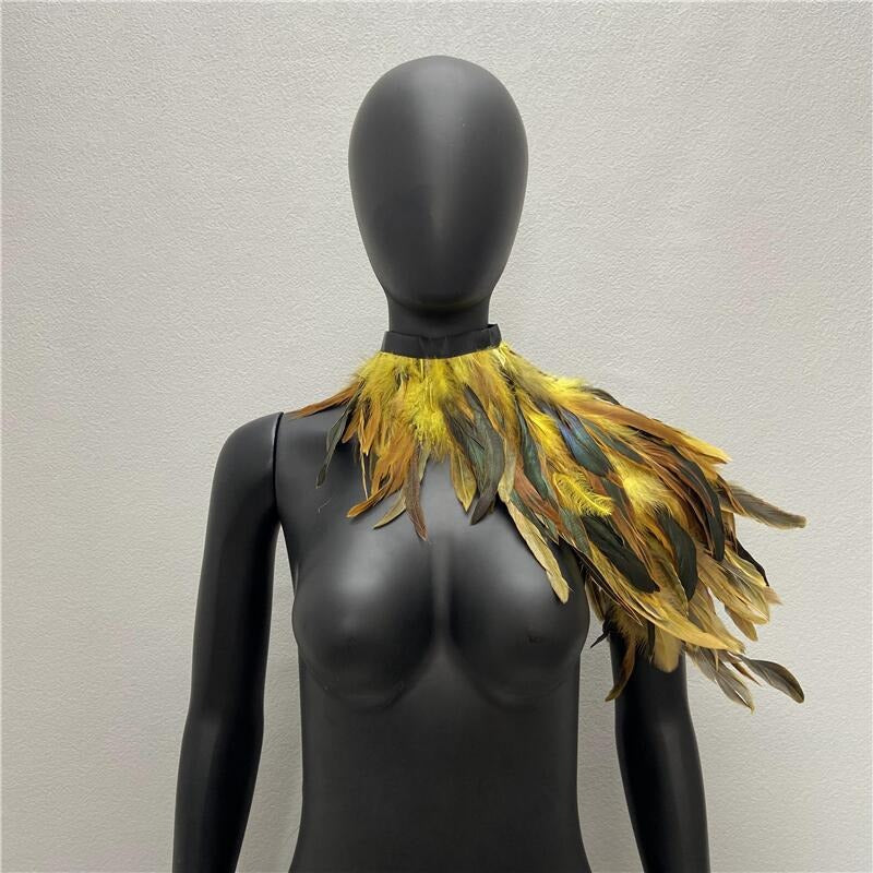 Feather Shawl Fake Collar - Stage, Runway, Dance & Halloween Costume Accessory