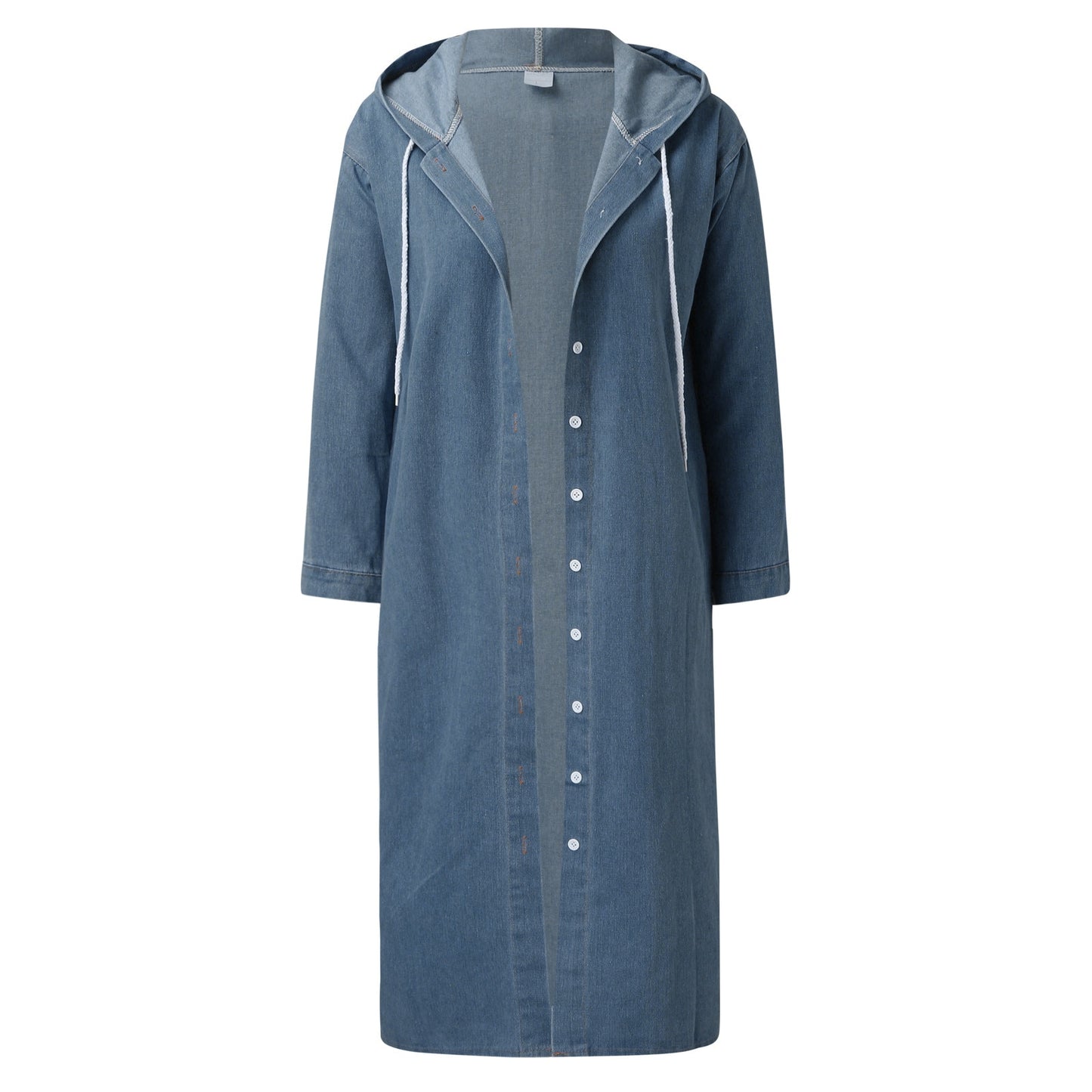 Winter Hooded Denim Coat: Women's Long Overcoat