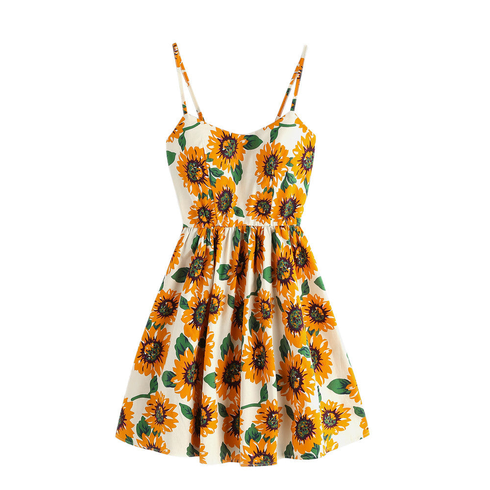 Sunny Sunflower Sleeveless Dress: Summer Bliss