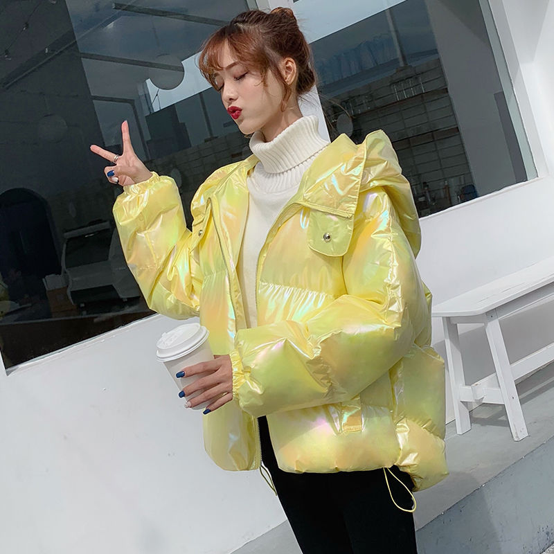 Shiny Down Cotton Padded Jacket For Women Korean Version Loose Coat Colorful Cotton Padded Clothes Fashionable Ins