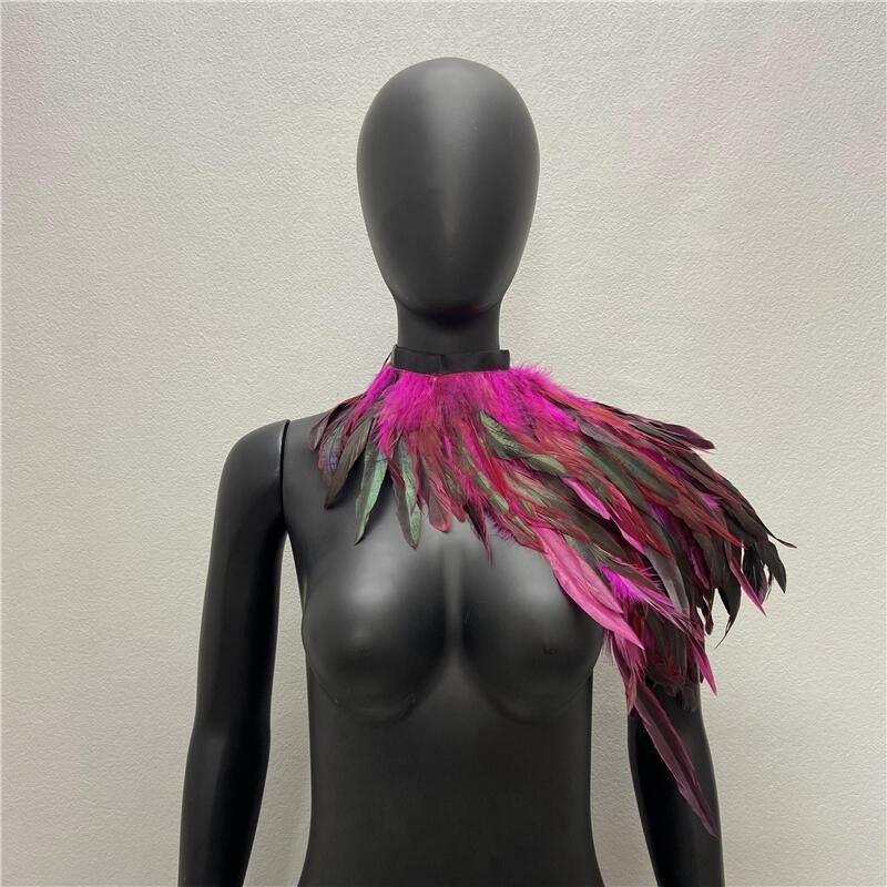 Feather Shawl Fake Collar - Stage, Runway, Dance & Halloween Costume Accessory