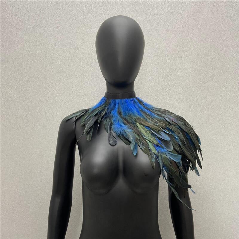 Feather Shawl Fake Collar - Stage, Runway, Dance & Halloween Costume Accessory