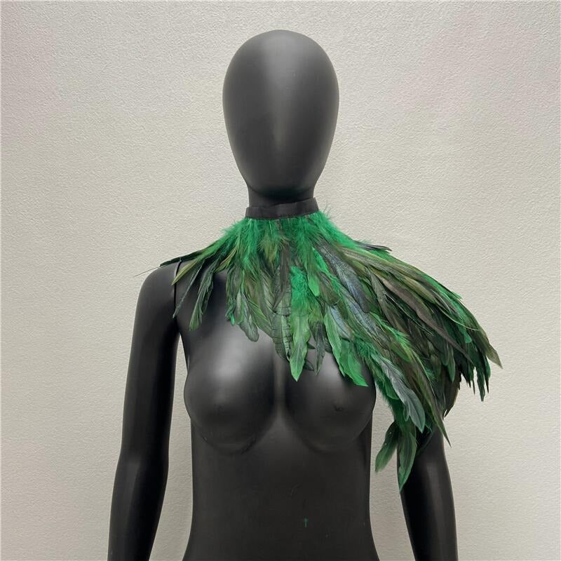 Feather Shawl Fake Collar - Stage, Runway, Dance & Halloween Costume Accessory