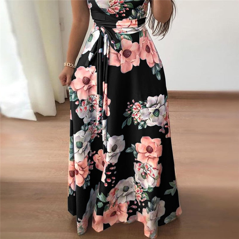 Summer Chic Boho Floral Print Maxi Dress