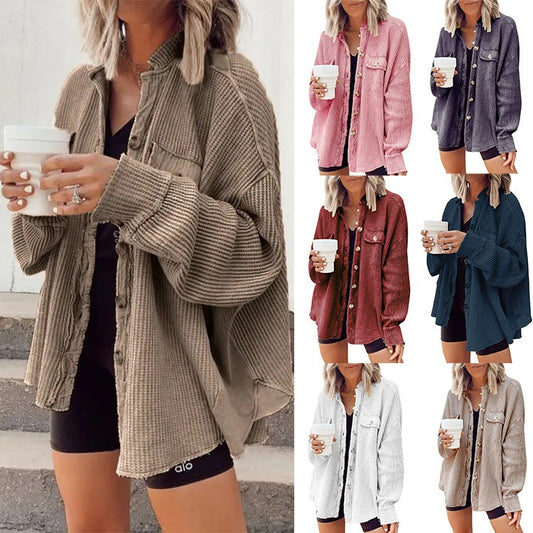 New Coat Fashion Casual Lapel Pocket Splicing Irregular Shirt Jacket