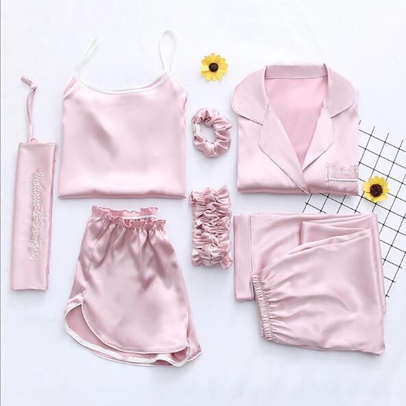 Silk Pajama Set: 7-Piece Nightwear