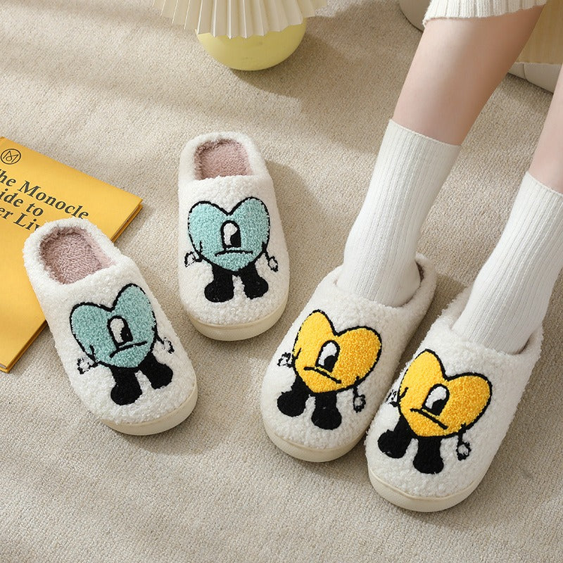 Cozy Couple Cotton Slippers - Adorable Thick-soled Cartoon Comfort