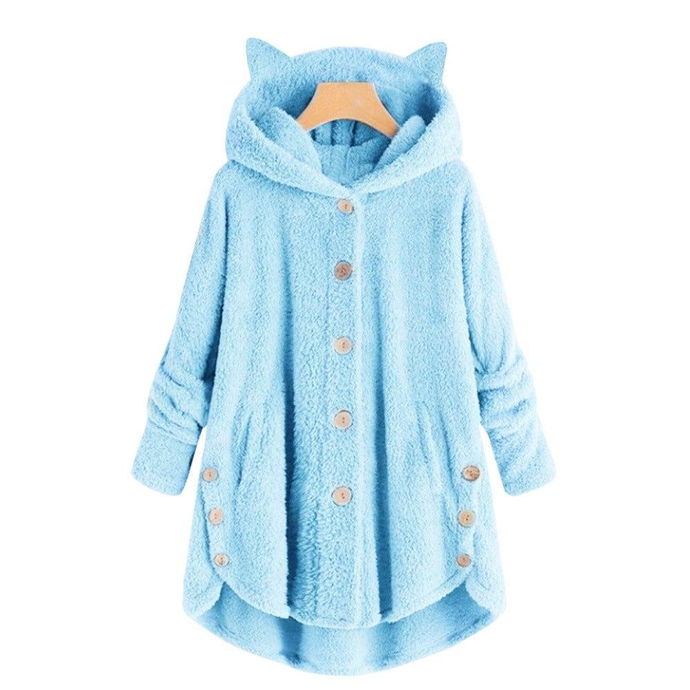 Cute Cat Ear Plush Coat