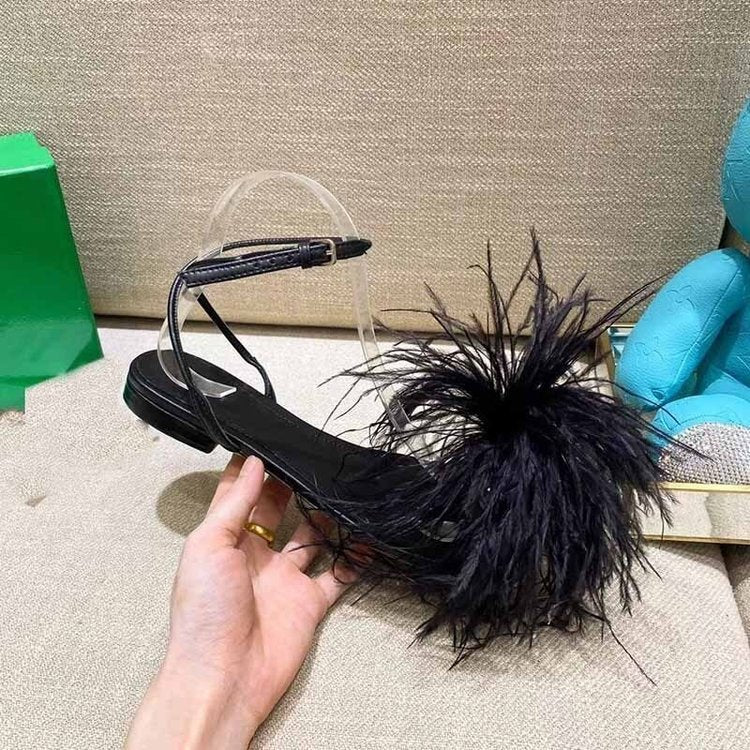 Hairy Fairy Flat Sandals - Fashionable Turkey Hair Style Shoes