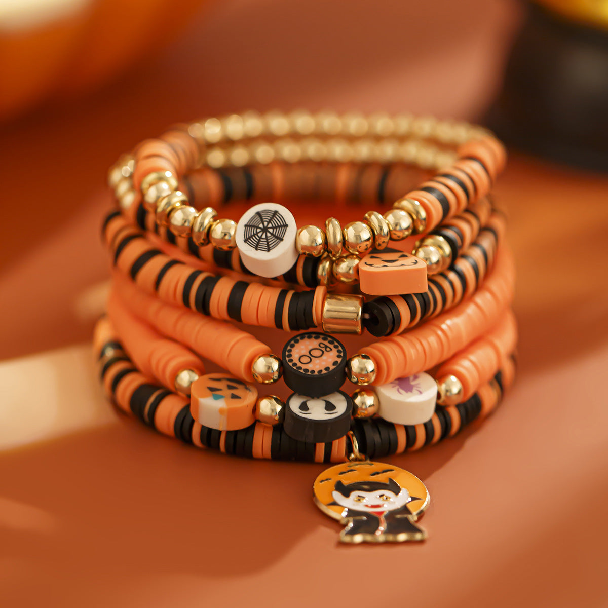 Ghost & Pumpkin Multi-Layer Soft Ceramic Bracelet