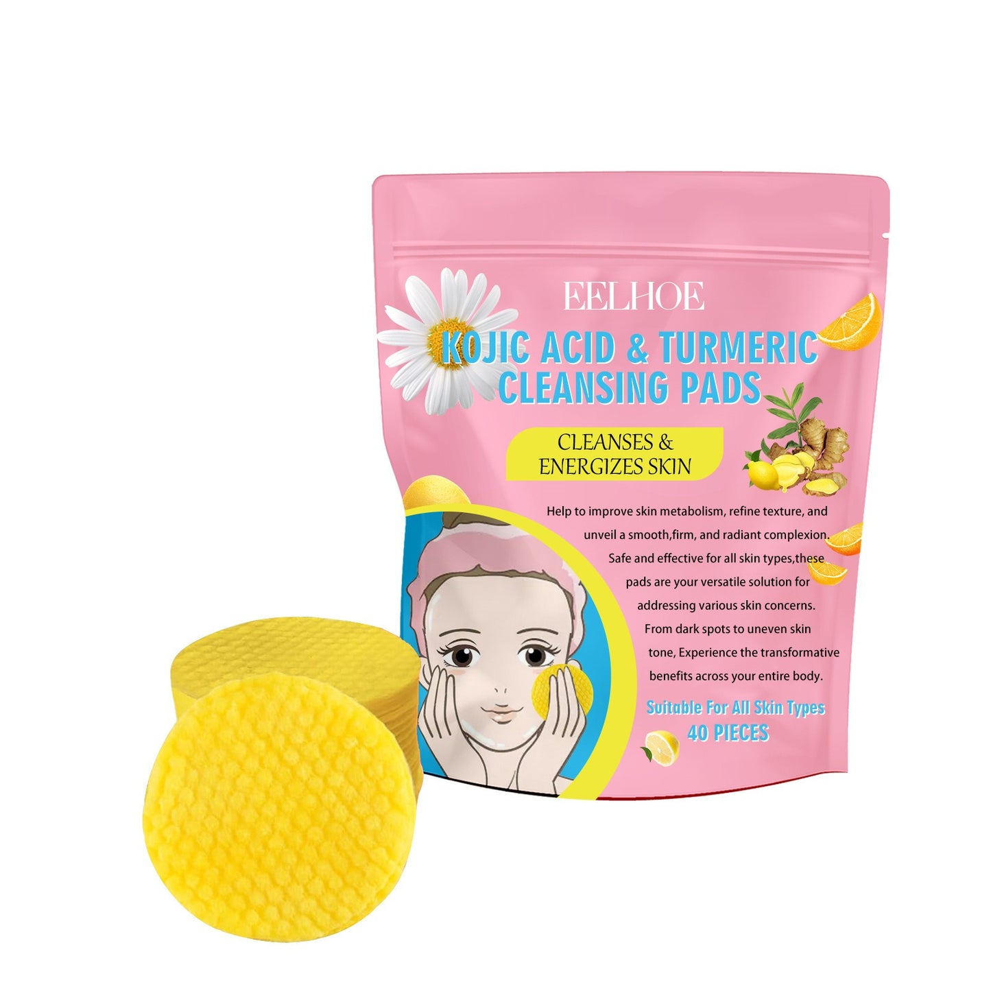 Turmeric Kojic Acid Exfoliating Cleansing Pads - 40 PCS