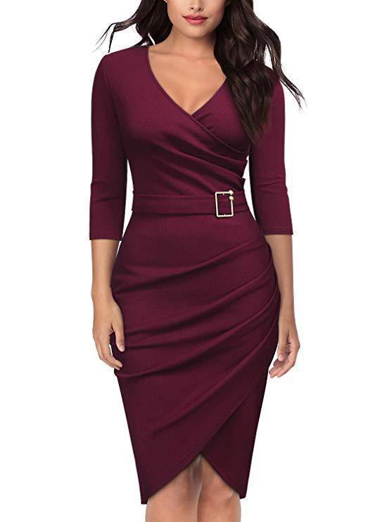 Chic V-Neck Office Dinner Party Dress