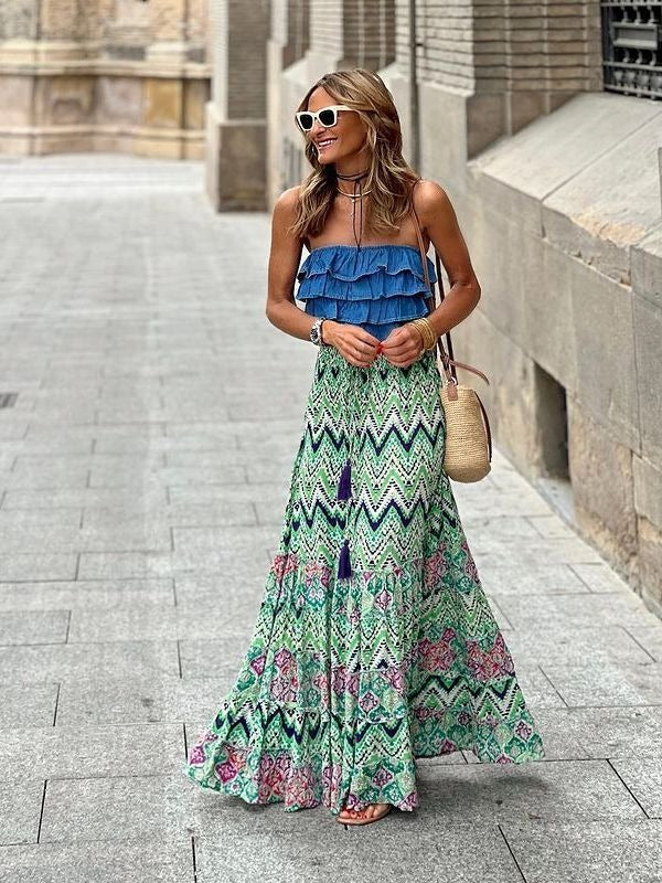 Leisure Vacation Big Swing Long Skirt