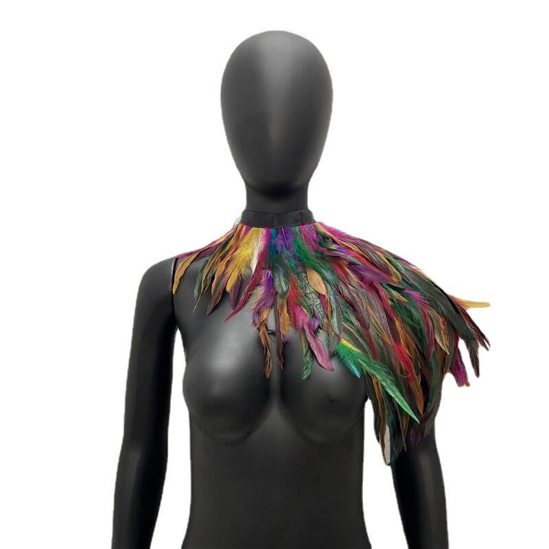 Feather Shawl Fake Collar - Stage, Runway, Dance & Halloween Costume Accessory