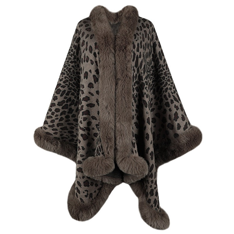 Fierce & Cozy: Leopard Print Wool Collar Cape – Your Must-Have Fall Statement!