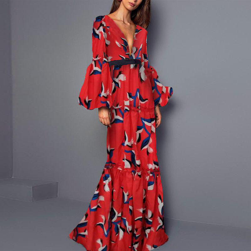 Bohemian V-Neck Long Dress: New Sexy Style