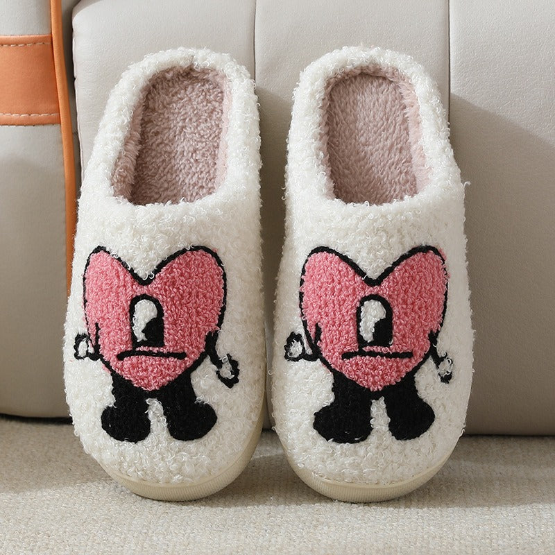 Cozy Couple Cotton Slippers - Adorable Thick-soled Cartoon Comfort