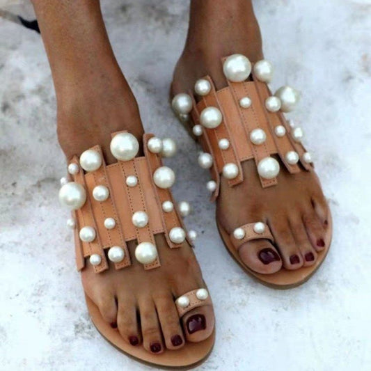 Majestic pearl flat sandals