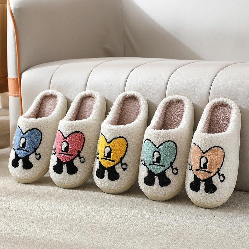 Cozy Couple Cotton Slippers - Adorable Thick-soled Cartoon Comfort