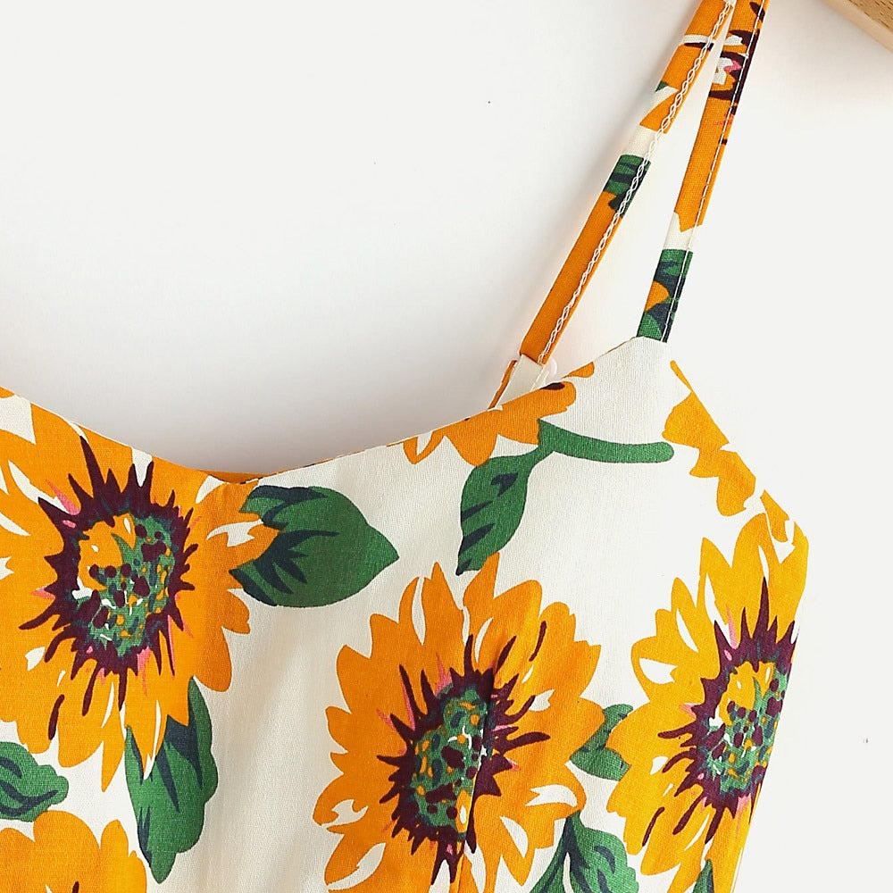 Sunny Sunflower Sleeveless Dress: Summer Bliss