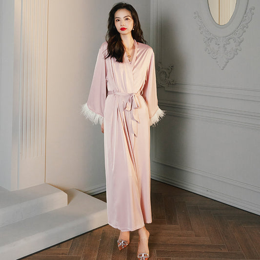 New Pajamas Women's Spring Summer Long Sleeve Ladies Satin Homewear Thin Section 2 Piece Set