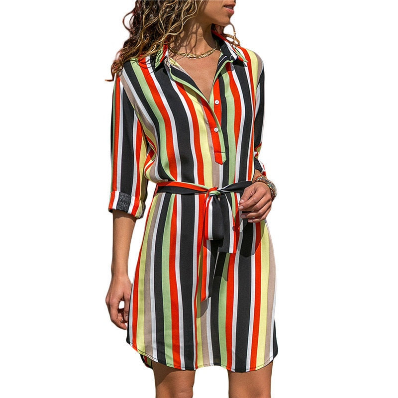 Striped Chiffon Boho Mini Dress