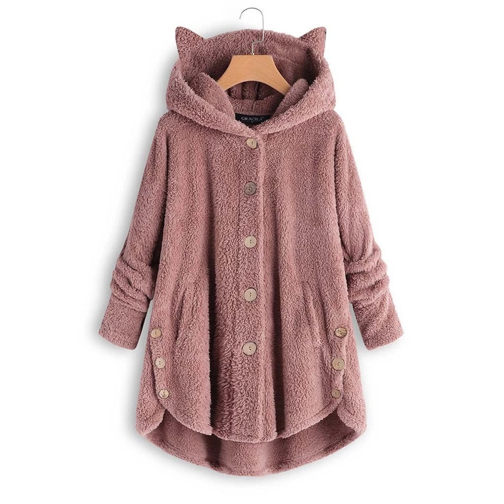 Cute Cat Ear Plush Coat