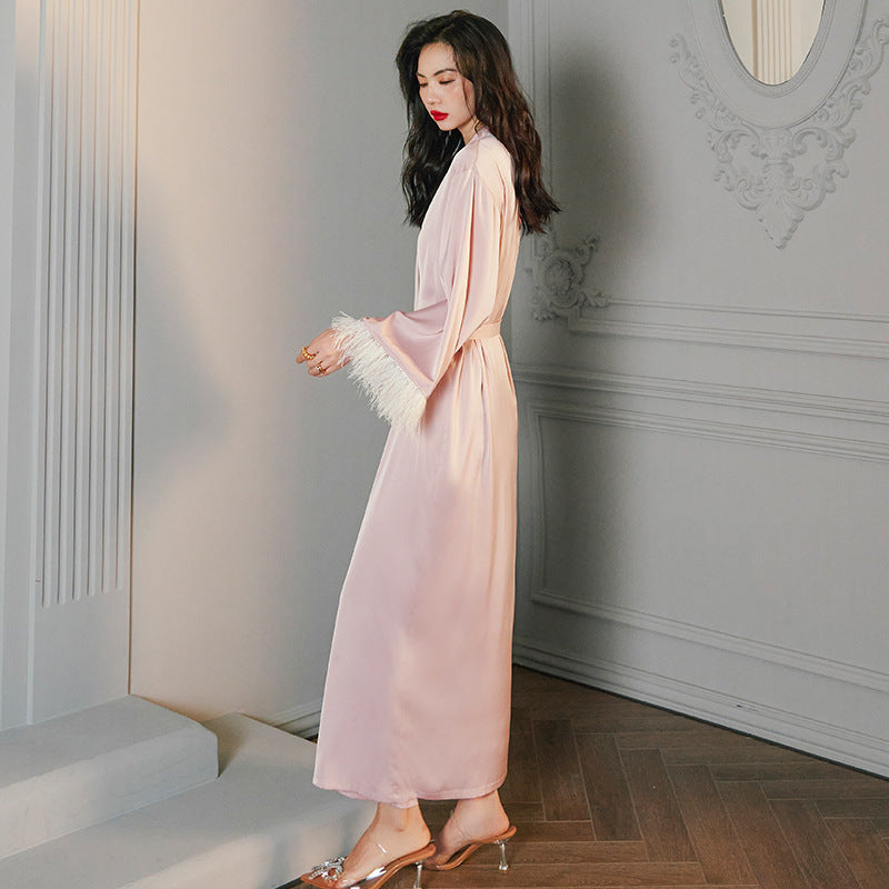 New Pajamas Women's Spring Summer Long Sleeve Ladies Satin Homewear Thin Section 2 Piece Set