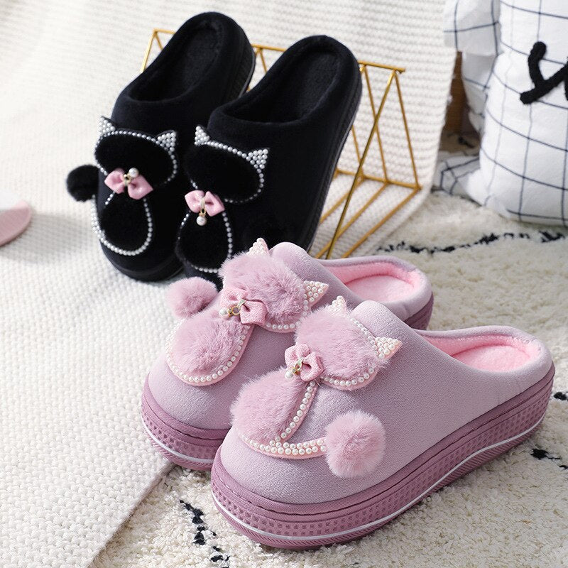 Cozy Cat Cotton Slippers