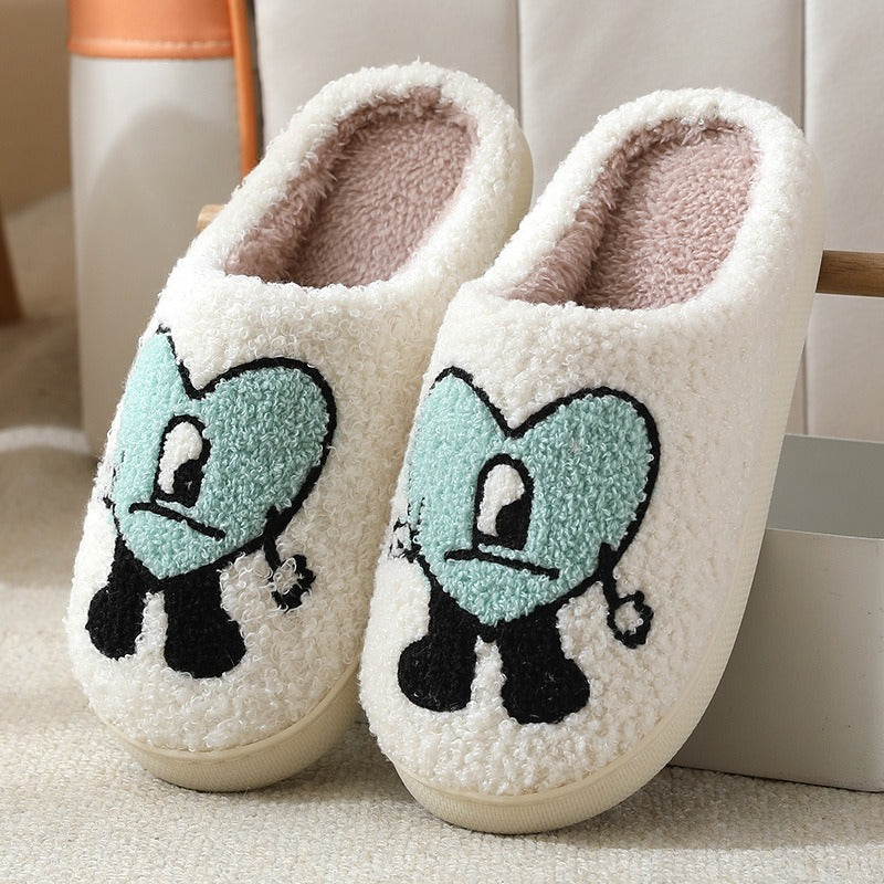 Cozy Couple Cotton Slippers - Adorable Thick-soled Cartoon Comfort