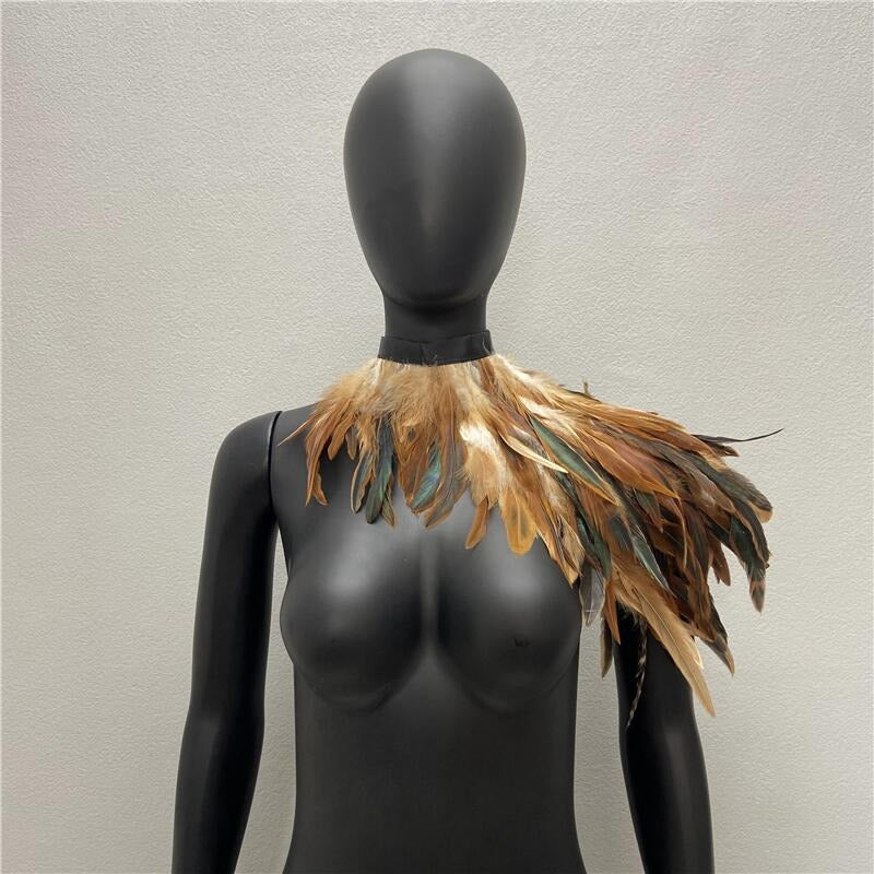 Feather Shawl Fake Collar - Stage, Runway, Dance & Halloween Costume Accessory