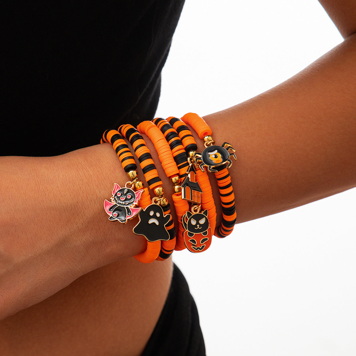 Ghost & Pumpkin Multi-Layer Soft Ceramic Bracelet