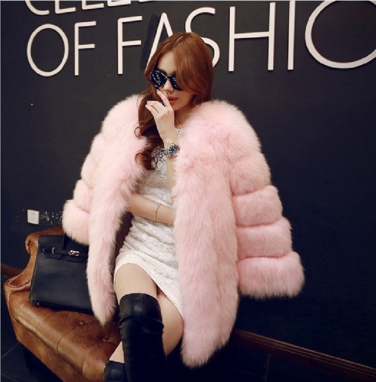 Warm Plush Faux Fur Coat: Purple Pink, Long Sleeve