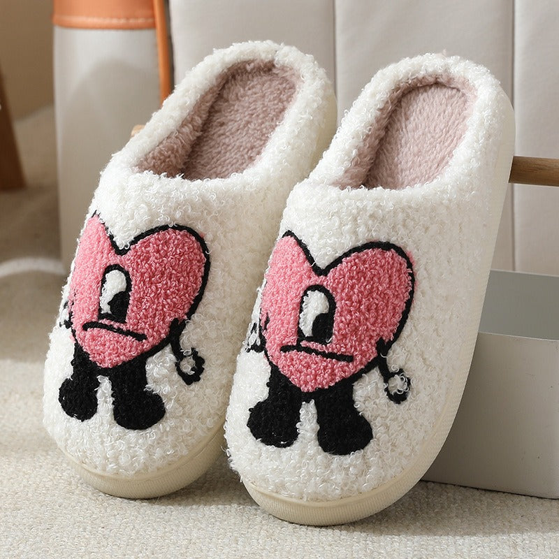 Cozy Couple Cotton Slippers - Adorable Thick-soled Cartoon Comfort