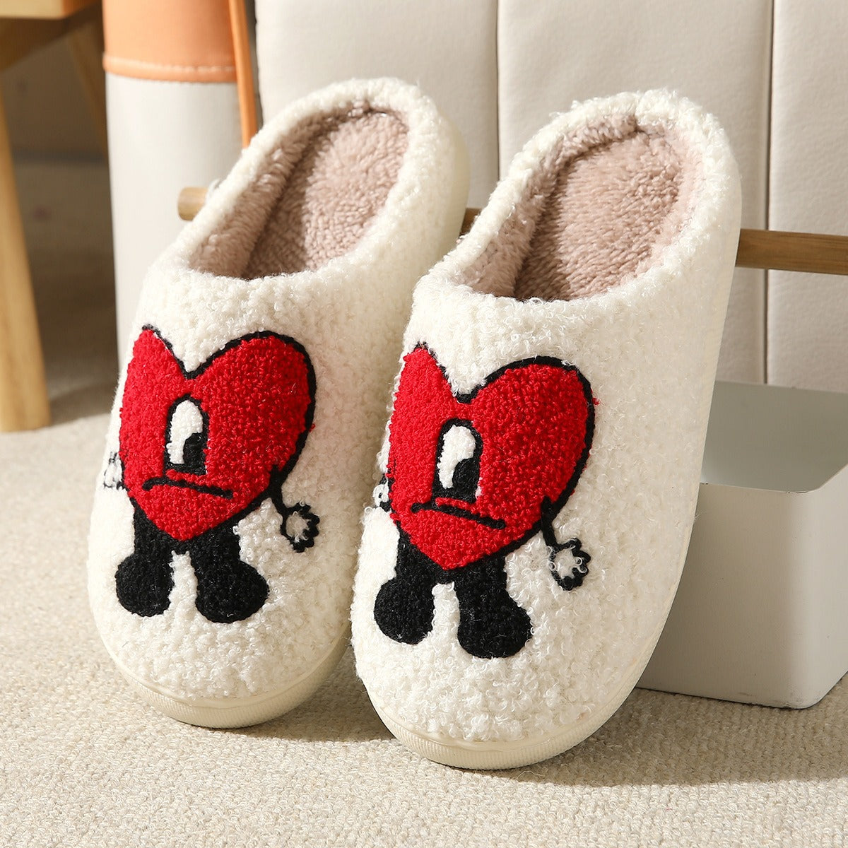 Cozy Couple Cotton Slippers - Adorable Thick-soled Cartoon Comfort