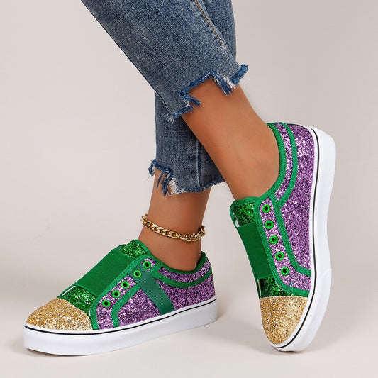 Chic Canvas Charm: Large Size Sequin Low-Top Casual Shoes