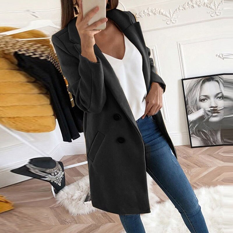 Autumn Winter Wool Coat Elegant Blazer