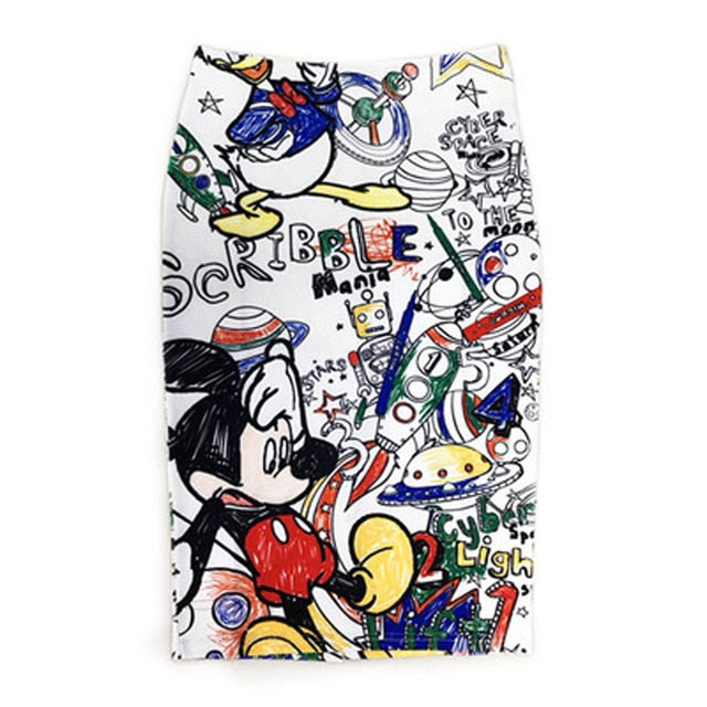 Cartoon Chic Pencil Skirt